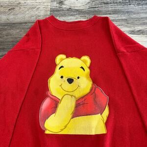 Vintage 90s Disney Winnie The Pooh Bear‎ Red Womens L Crewneck Sweatshirt